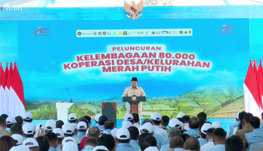 Presiden RI Prabowo Subianto saat resmikan Koperasi Merah Putih
