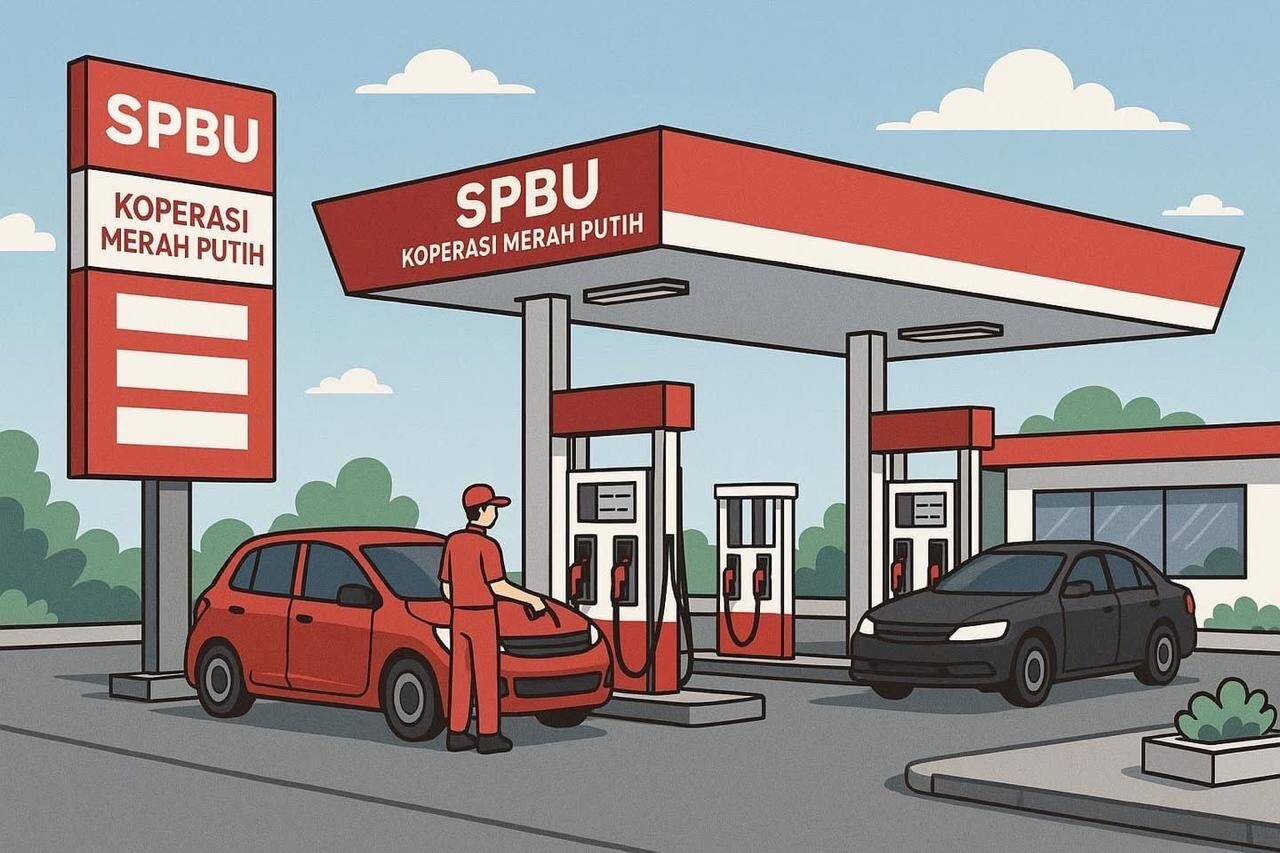 Ilustrasi SPBU dikelola Koperasi Desa Merah Putih.