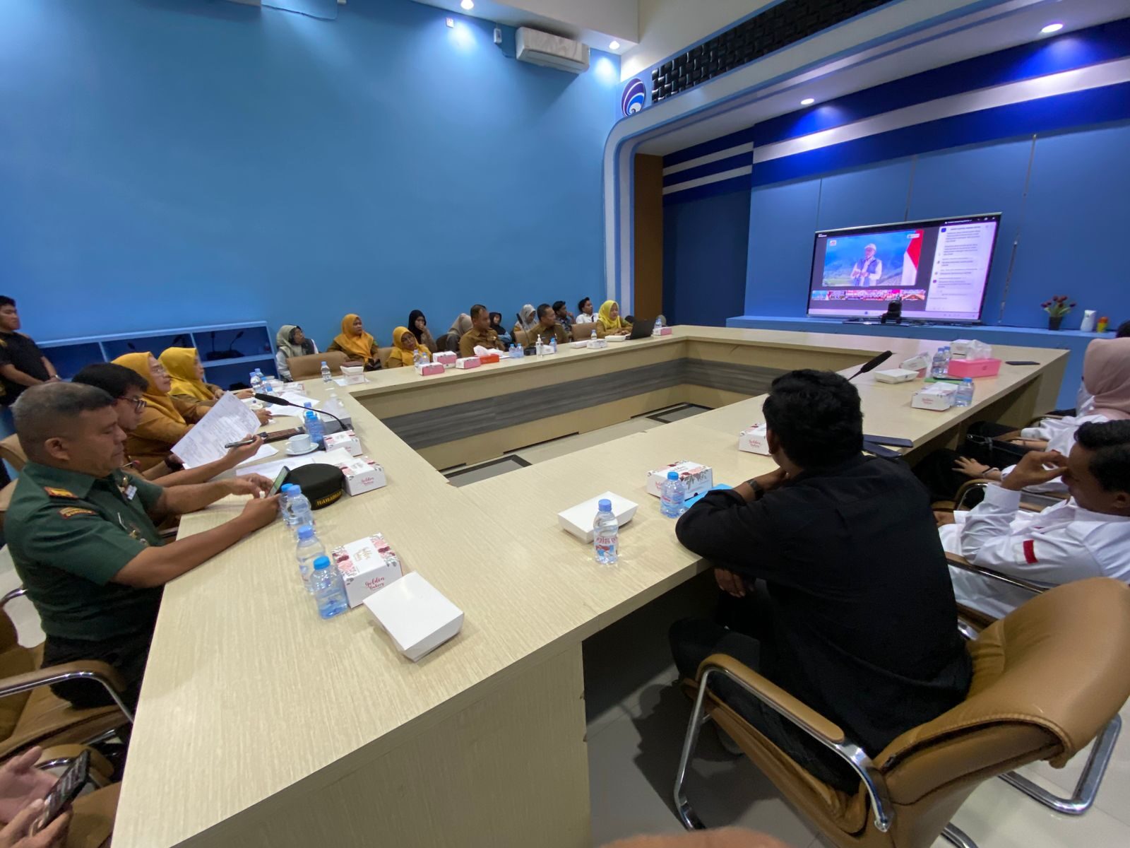 Suasana peluncuran program 80 ribu Koperasi Desa Merah Putih (KDMP) secara daring di Ruang Virtual Diskominfo Berau, Senin (21/7/2025). (Sulaiman/BT)
