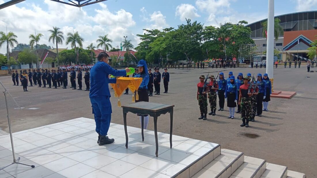 Suasana latihan paskibraka Kabupaten Berau 2024 di Lapangan Pemuda GOR Tanjung Redeb.