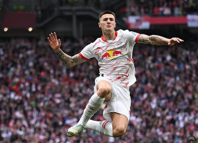 Pemain RB Leipzig Benjamin Sesko