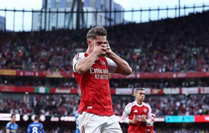 Selebrasi pemain Arsenal Viktor Gyokeres