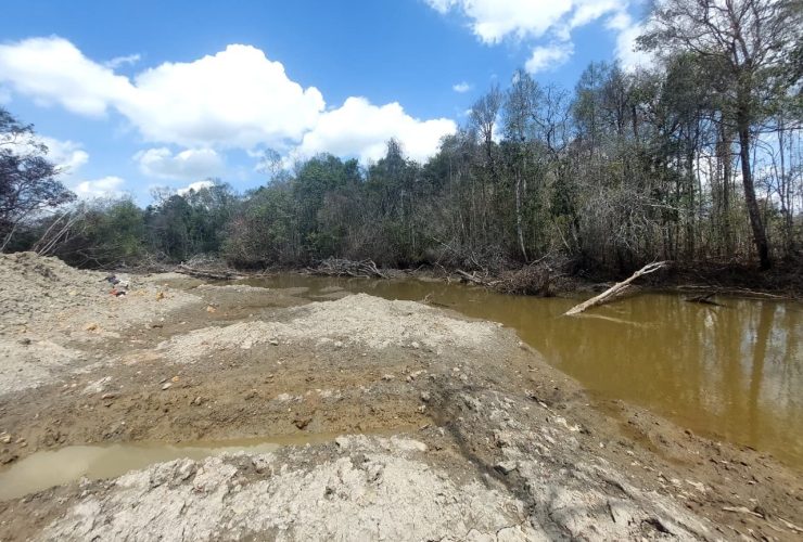 Kondisi alur Sungai Segah yang diduga ditutup oleh PT BBA.