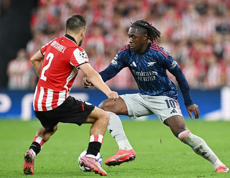 Eberechi Eze di laga Champions League Athletic Bilbao vs Arsenal (arsenal.com)