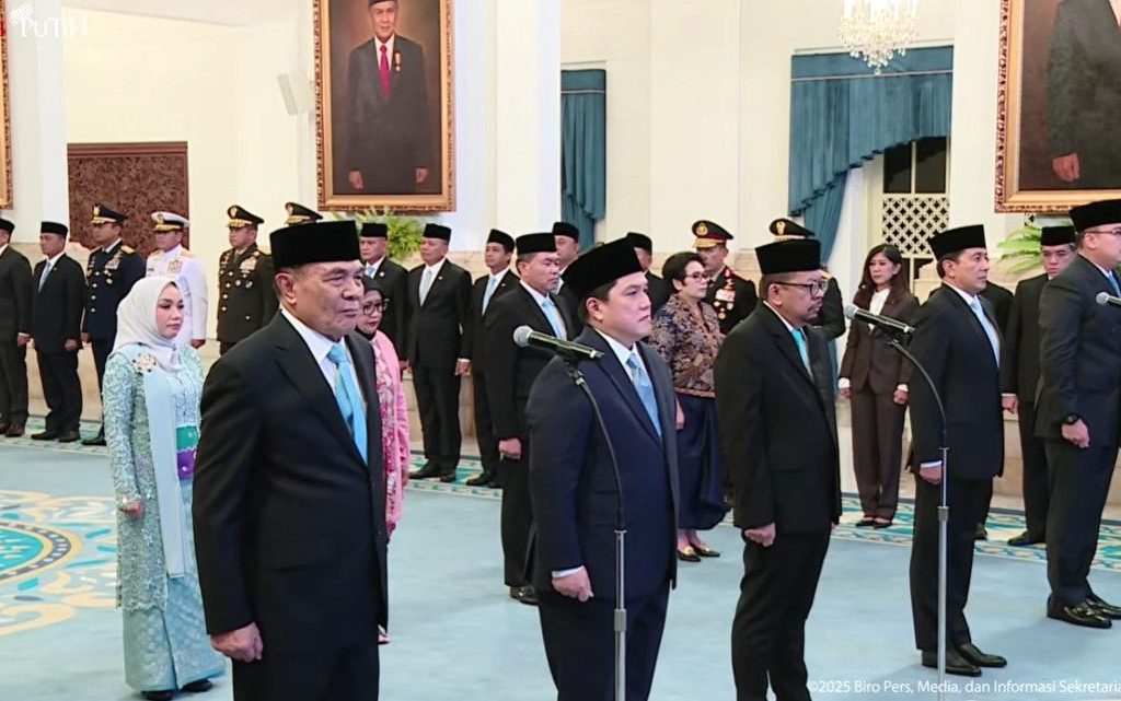 Presiden Prabowo melantik menteri dan wamen Kabinet Merah Putih (YouTube/BPMI Setpres)