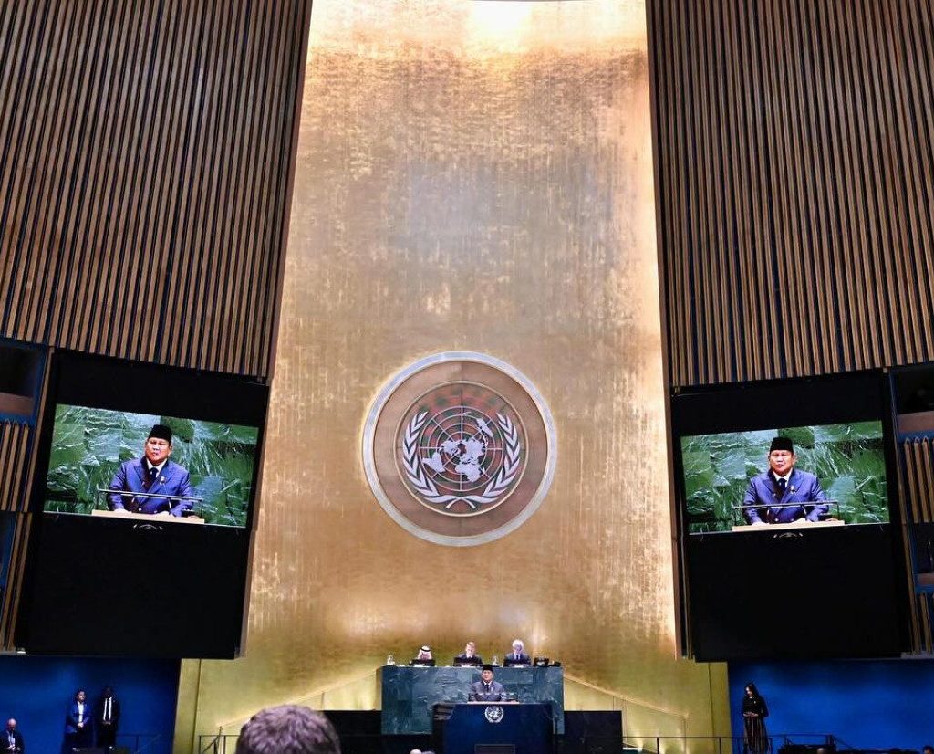 Presiden Prabowo saat berbicara di Markas PBB (Instagram/@sekretariat.kabinet)