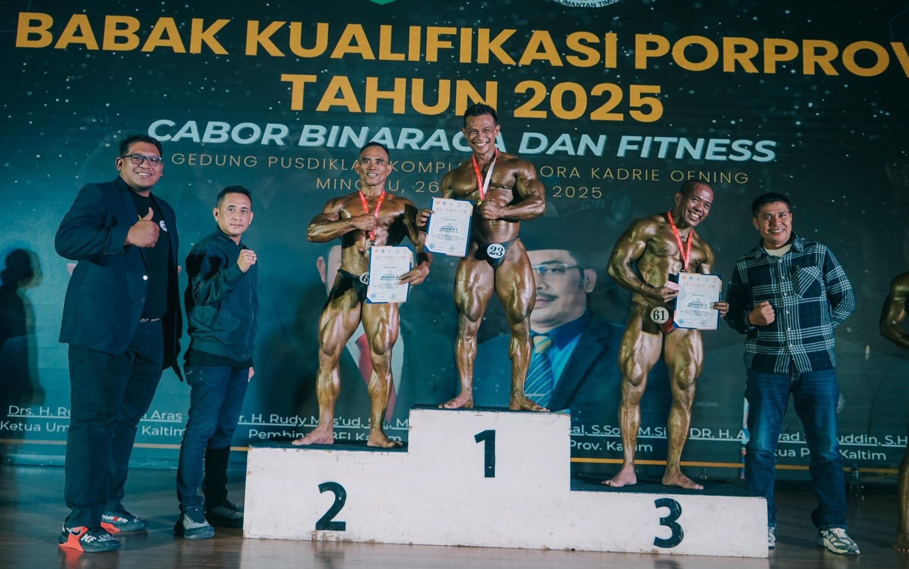 Binaragawan Berau tampil di podium kualifikasi Porprov 2026 Kaltim di Samarinda, 26 Oktober 2025.