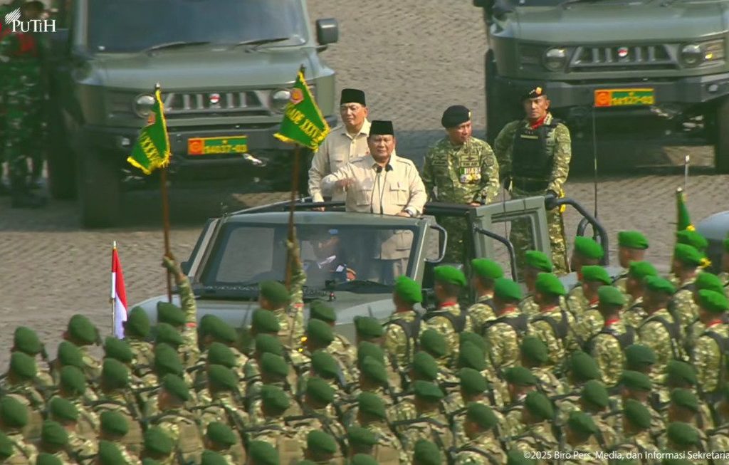 Presiden Prabowo di HUT TNI (YouTube/BPMI Setpres)