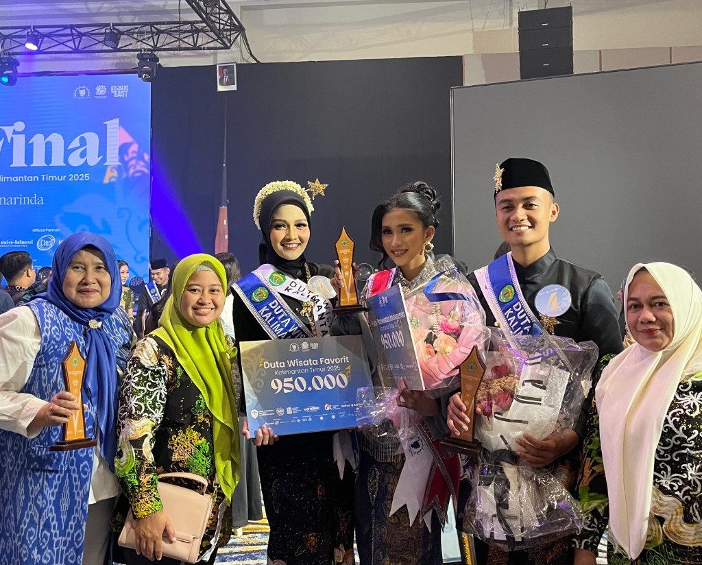 Niara Ailen meraih gelar Putri Pariwisata Intelegensia Kalimantan Timur 2025, Divano Mahendra R dan Nuryanti Wulandari dinobatkan sebagai Duta Wisata Favorit Kalimantan Timur 2025. (Ist)