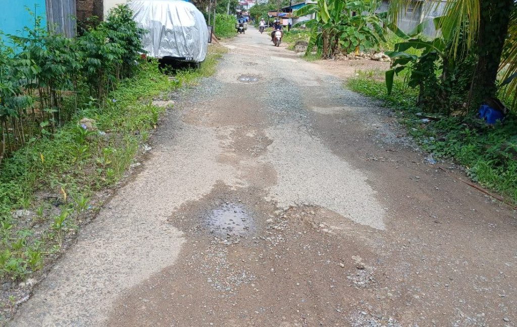 Kondisi jalan di Gang Aria, Sungai Bedungun, Tanjung Redeb, Berau (Adrikni/BT)