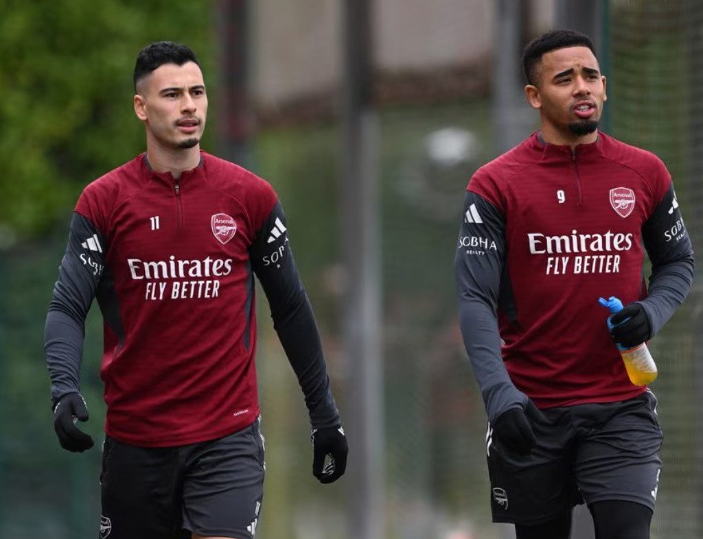 Gabriel Jesus di sesi latihan Arsenal (arsenal.com)