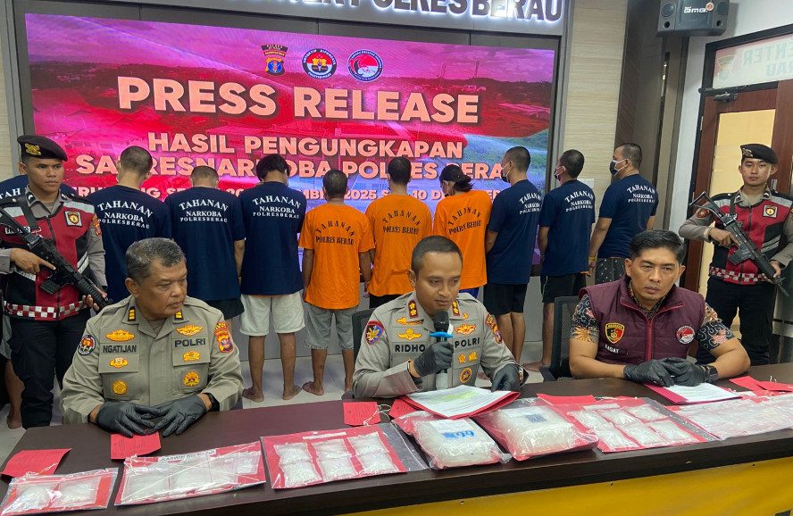 Konpers Polres Berau pengungkapan kasus narkoba (Hendra Irawan/BT)