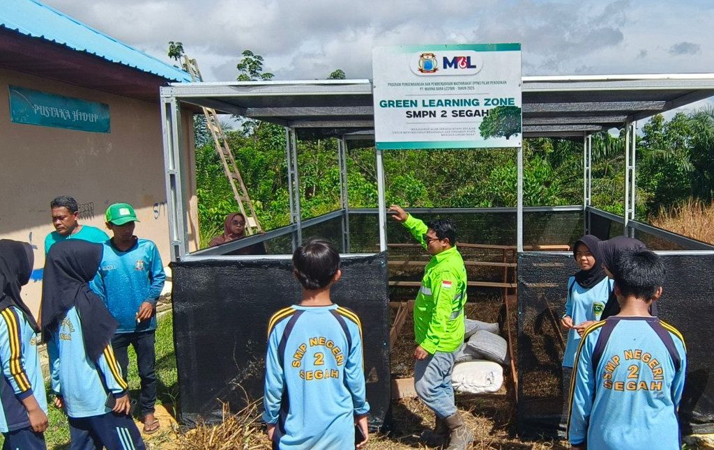 PT Marina Bara Lestari (MBL) berkolaborasi dengan SMP Negeri 2 Segah, Kampung Pandan Sari, Kecamatan Segah, melalui inisiasi program Green Learning Zone. (Ist)