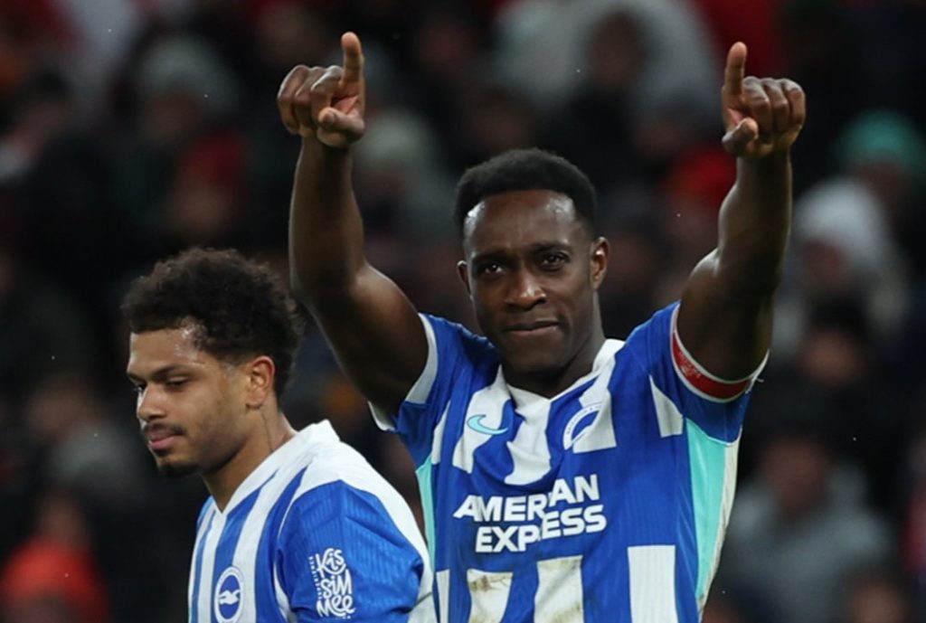 Selebrasi gol Danny Welbeck di laga FA Cup Manchester United vs Brighton (X/@OfficialBHAFC)
