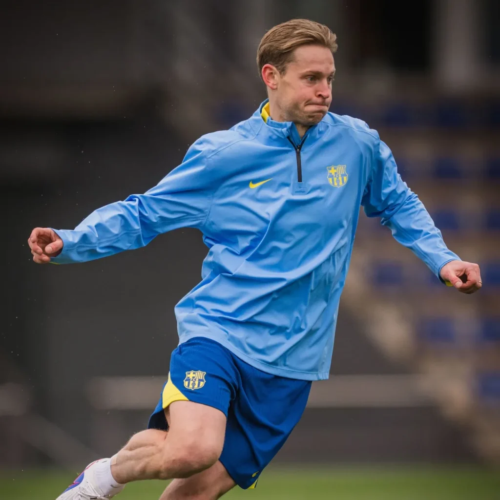 Gelandang Barcelona Frenkie de Jong, saat menjalani latihan. (fcbarcelona.com)