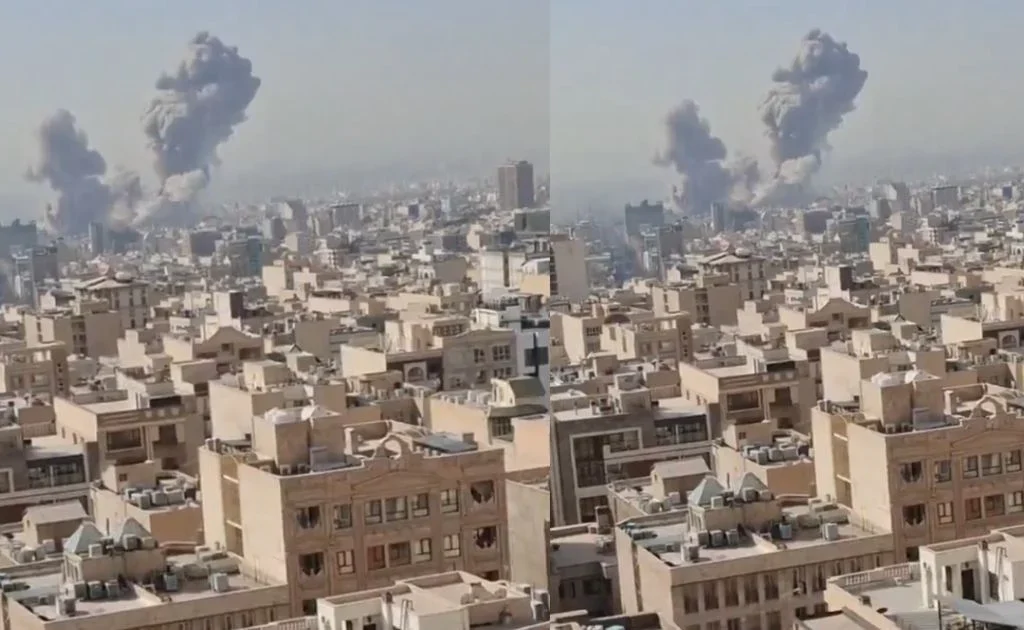 Kondisi langit di Ibukota Teheran, Iran setelah dihujani rudal milik Israel. (x/RWWReborn)