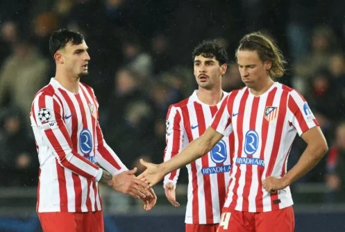 Skuad Atletico Madrid saat kebobolan gol oleh pemain Club Bruge. (uefa.com)