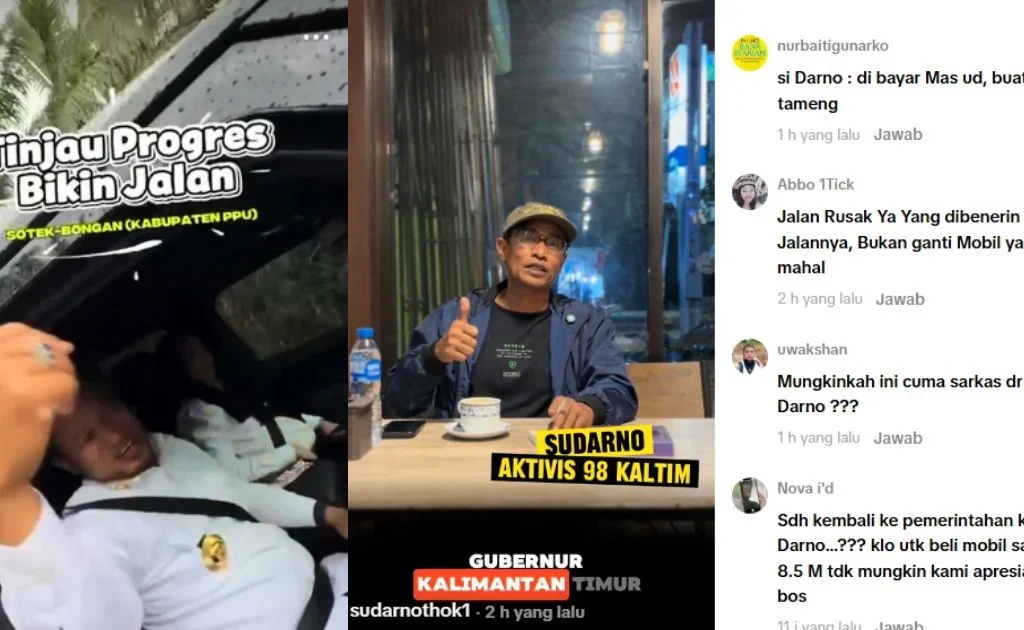 Kolase konten yang dibuat oleh Sudarno di akun tiktok pribadinya. (tiktok/sudarnothok1)
