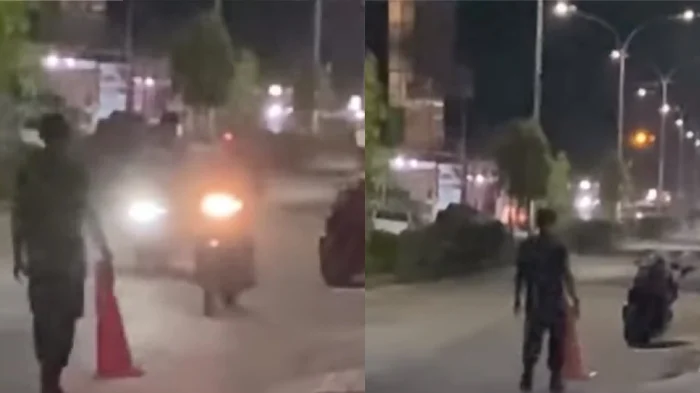 Babinsa membubarkan aksi balap liar di Tanjung Redeb, Berau (Ist)