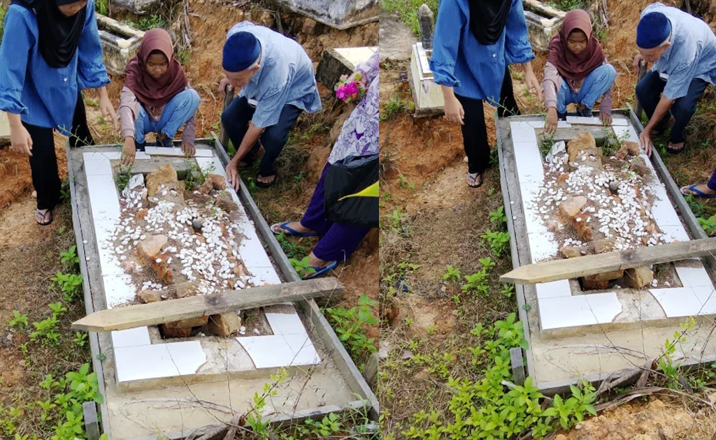 Nisan di salah satu makam di Teluk Bayur yang hilang dicuri orang tak bertanggung jawab.(Ist)