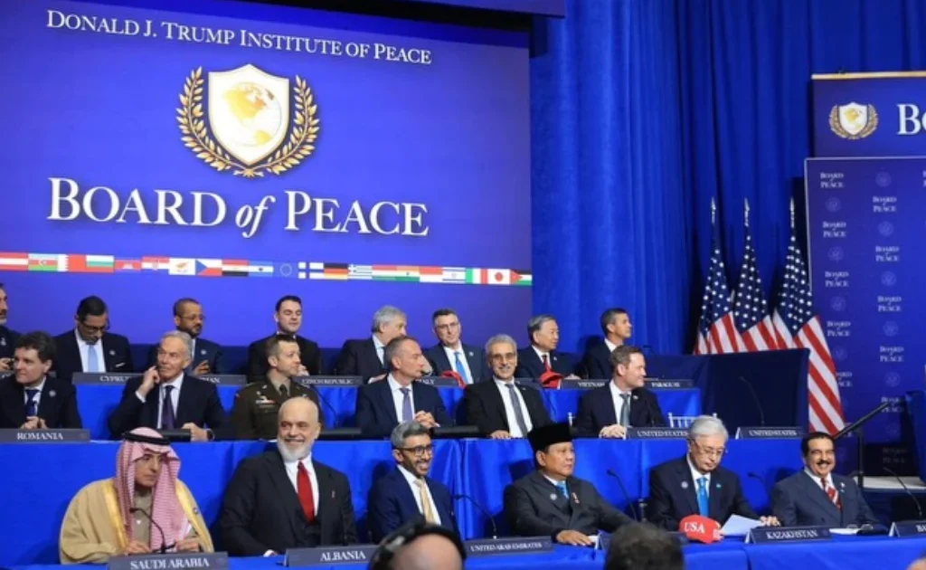 Presiden Prabowo saat hadiri pertemuan perdana Board of Peace (Instagram/@sekretariat.kabinet)