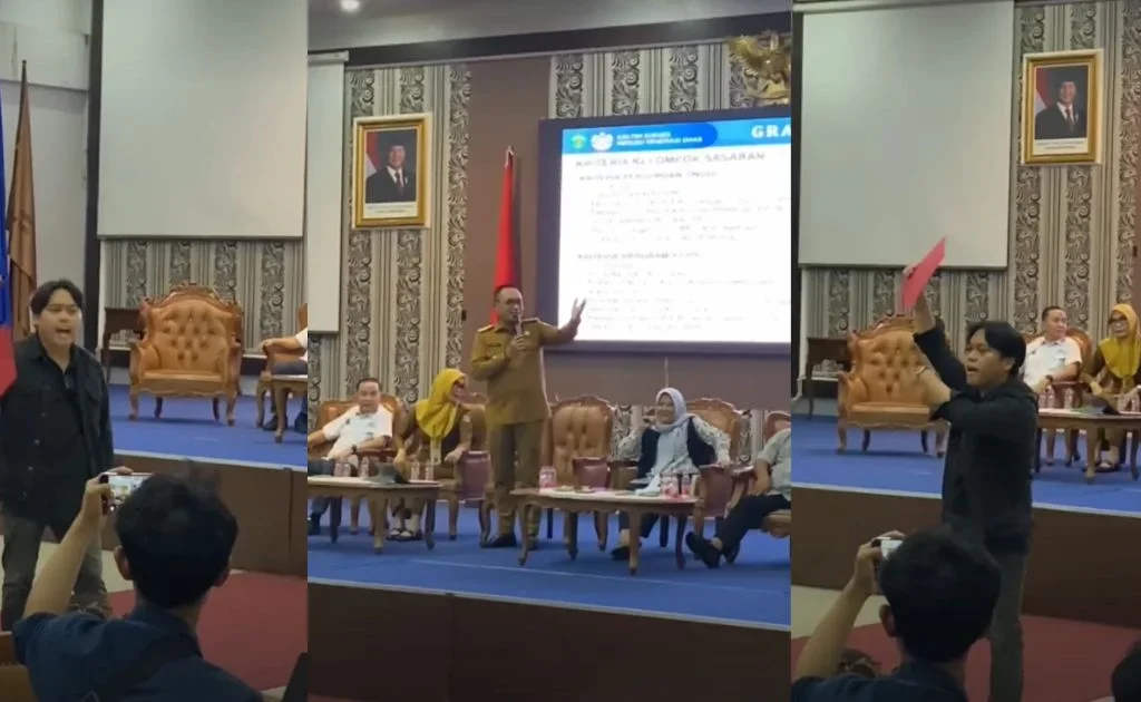 Tangkapan layar dari video terkait aksi protes mahasiswa BEM KM Unmul atas kinerja Pemprov Kaltim. (instagram/@kaltimtoday)