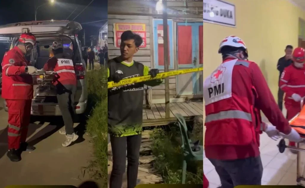 Proses evakuasi jasad PI (68) di rumahnya, Handil Kopi, Samarinda, Kaltim. (instagram/@kaltimetam)