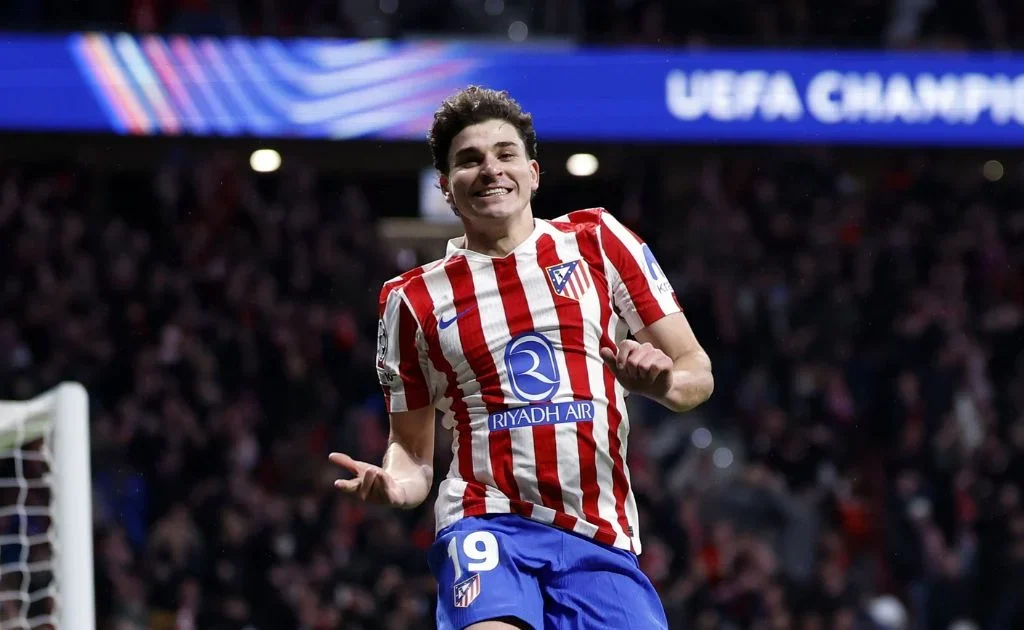 Selebrasi striker Atletico Madrid, Julian Alvarez. (x/@Atleti)