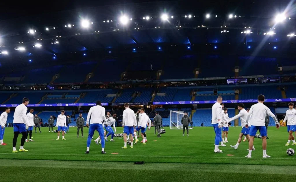 Latihan skuad Real Madrid di Etihad Stadium. (realmadrid.com)