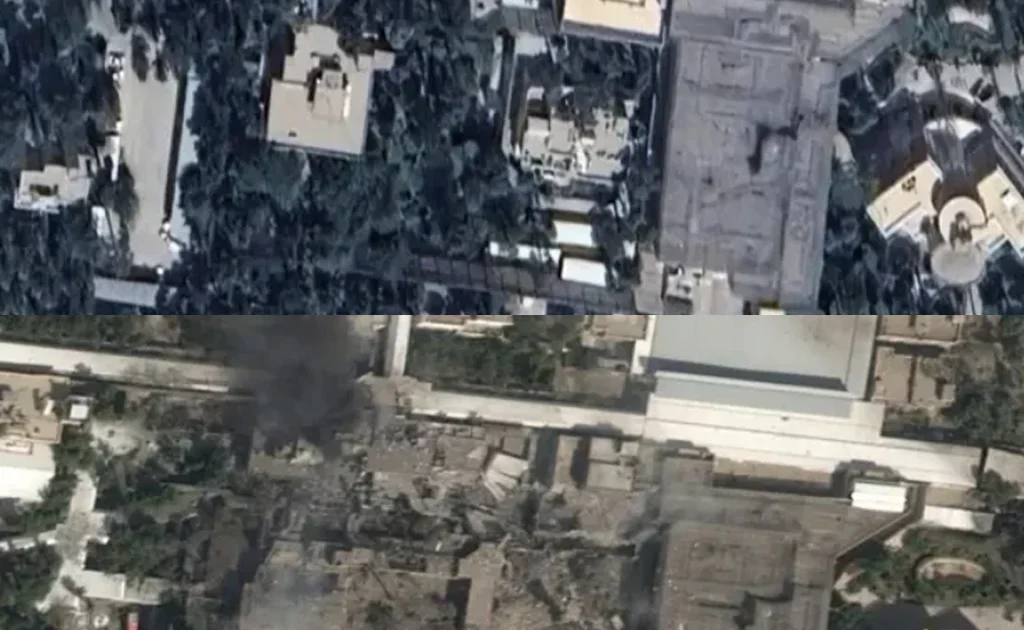 Citra satelit lokasi lokasi Pimpinan Tertinggi Iran Ayatollah Ali Khamenei saat serangan (Google Earth)