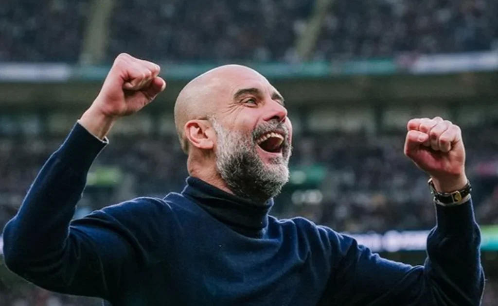 Ekspresi Pep Guardiola usai Manchester City juara Carabao Cup (X/@ManCity)