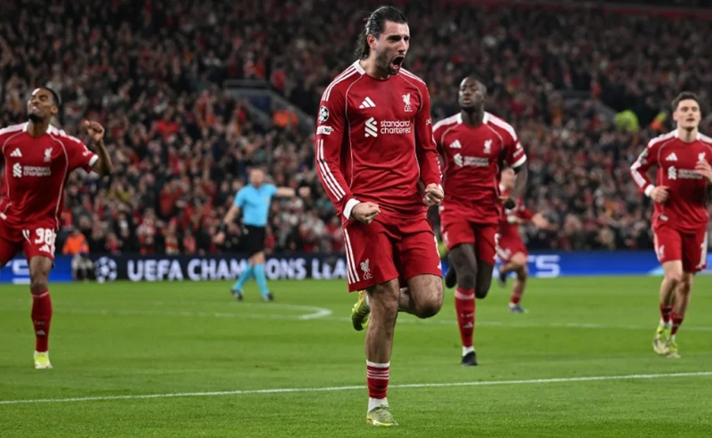 Selebrasi gol pemain Liverpool Dominik Szoboszlai (X/@LFC)