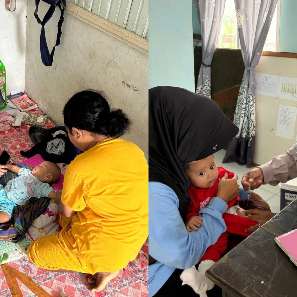 Pemberian imunisasi yang dilakukan petugas Dinas Kesehatan Berau di Labanan.