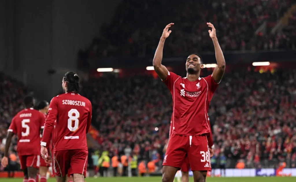 Selebrasi gol pemain Liverpool di laga Champions League melawan Galatasaray (X/@LFC)