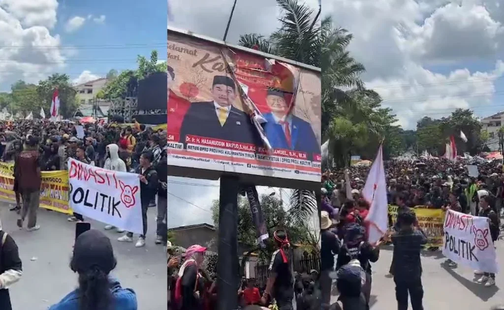 Aksi massa dari Aliansi Perjuangan Masyarkat Kaltim di kantor DPRD Kaltim. (Kawan Ku)