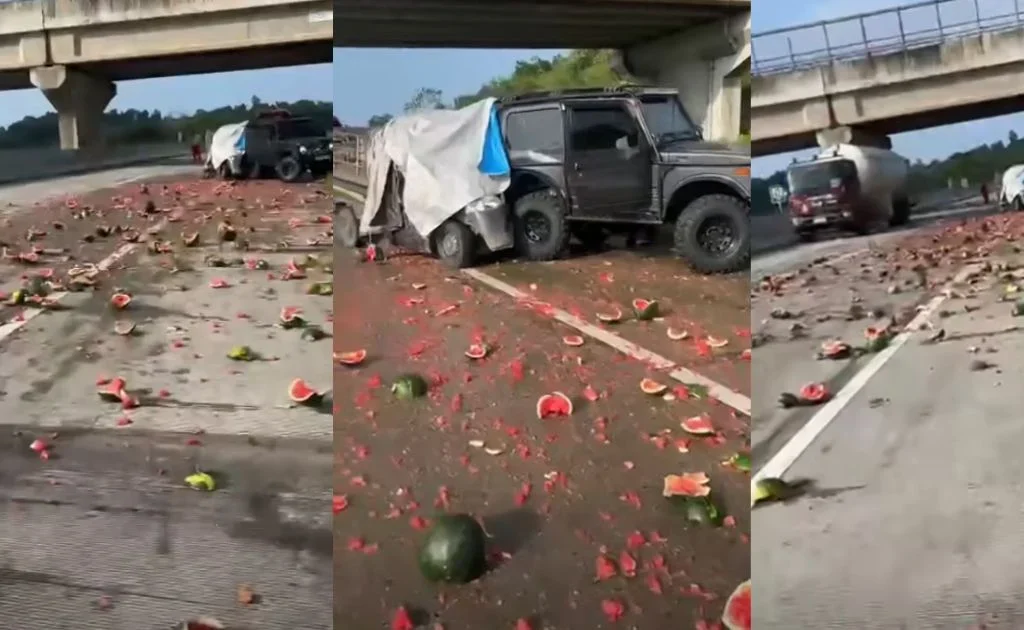 Kondisi kendaraan pasca kecelakaan di Tol Balsam, Kaltim. (facebook/Om Son Son Samsonzz)