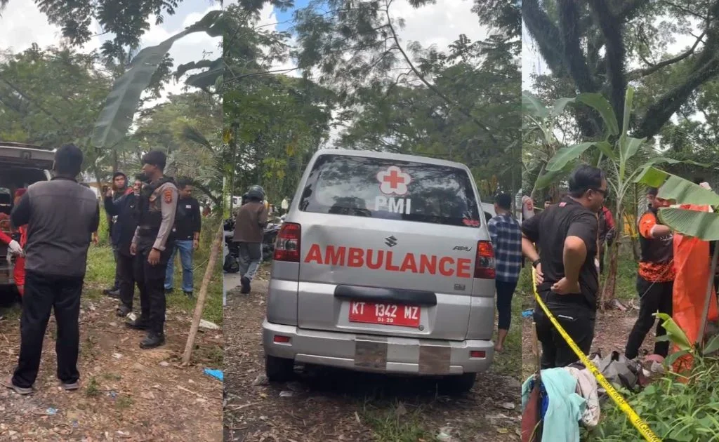 Evakuasi jasad Suroto (61) di gerbang Unmul Samarida, Kaltim. (facebook/Tribun Kaltim)