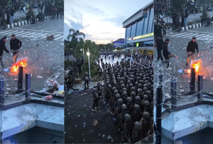 Chaos! Polisi Paksa Bubar Massa Aksi 21 April di Kantor Gubernur Kaltim, Rudy Mas’ud Bungkam