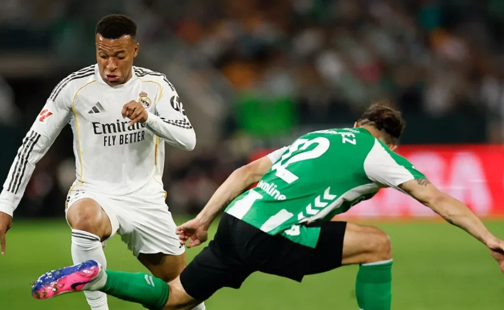Penampilan striker Real Madrid Kylian Mbappe kontra Real Betis. (realmadrid.com)