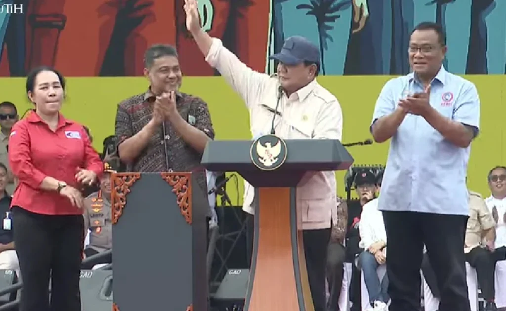 Presiden Prabowo saat menghadiri hari buruh atau May Day 1 Mei 2025 (YouTube/BPMI Setpres)