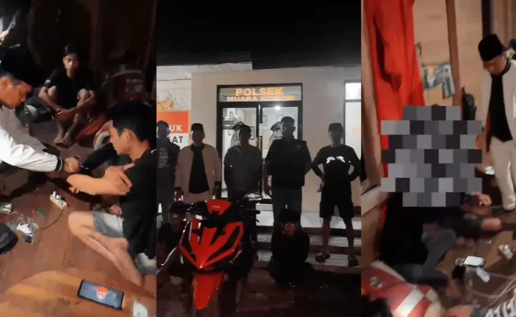 Tersangka dan barang bukti diamankan di Mapolsek Long Ikis, Paser. (instagram/@polsek_longikis)