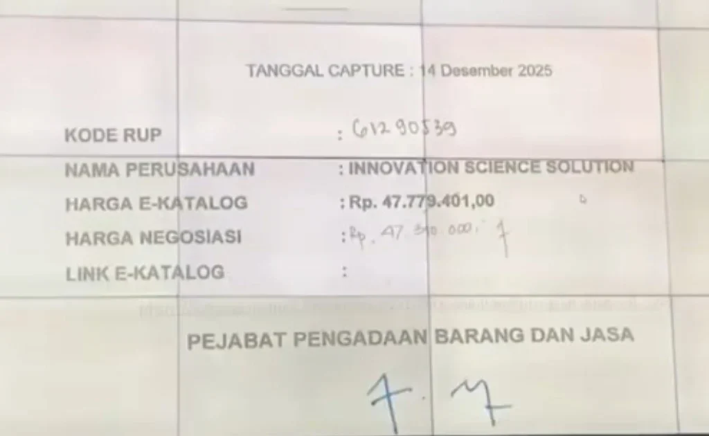 Nota belanja kursi pijat Gubernur Kaltim Rudy Mas'ud. (instagram/@kaltimtoday)