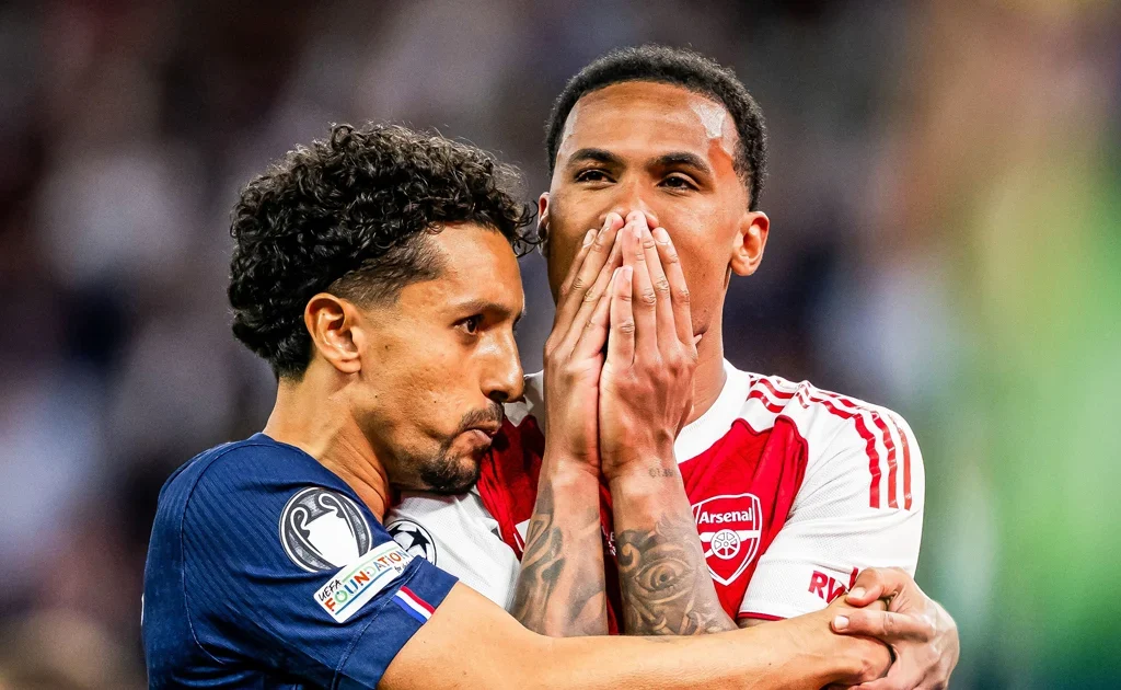 Gabriel saat Arsenal kalah melawan PSG di final Champions League (X/@ChampionsLeague)