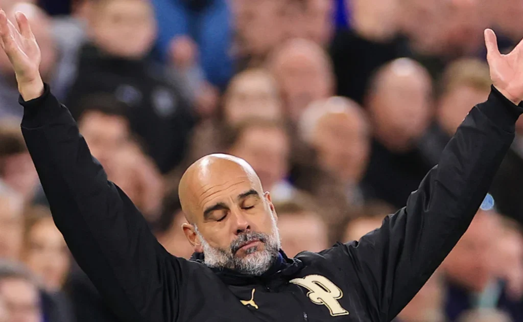 Pep Guardiola di Laga Liga Inggris Everton vs Mancehster City (mancity.com)