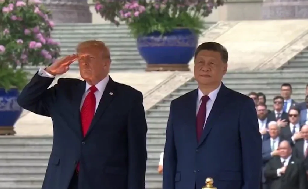 Pertemuan Presiden China Xi Jinping dan Presiden Amerika Serikat Donald Trump di Beijing (YouTube/CSPAN)