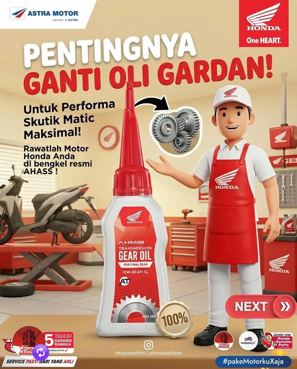 Astra Motor Kaltim 1 Ingatkan Pentingnya Ganti Oli Gardan Secara Rutin untuk Motor Matic