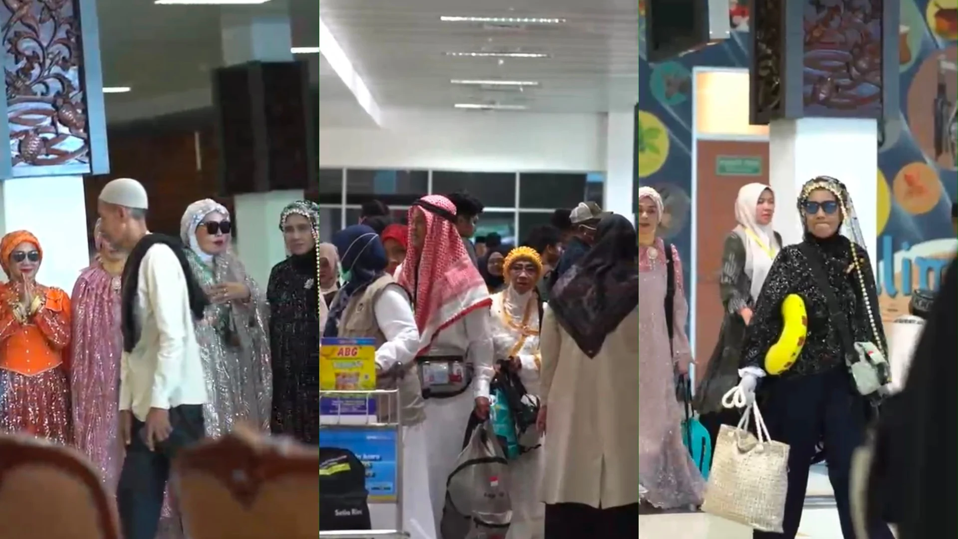 Dandan Sendiri Sejak di Balikpapan, Begini Uniknya Gaya Glamor Jemaah Haji Berau saat Tiba di Bandara Kalimarau
