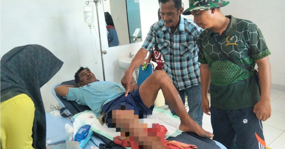 Korban gigitan buaya, Abdul Majid, mendapatkan perawatan intensif di puskesmas Tabalar Muara. (Ist)