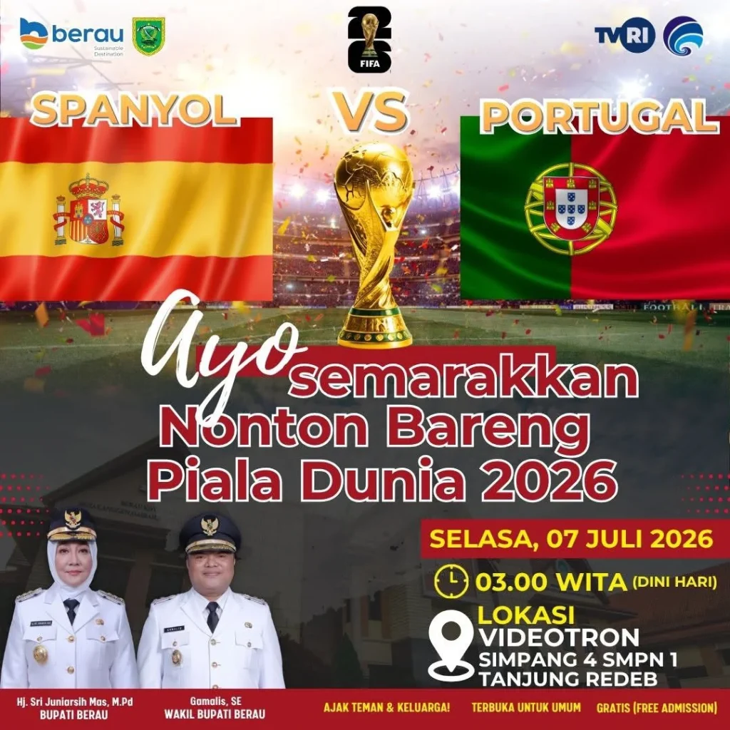 Flyer ajakan Nonbar Piala Dunia 2026 Pemkab Berau