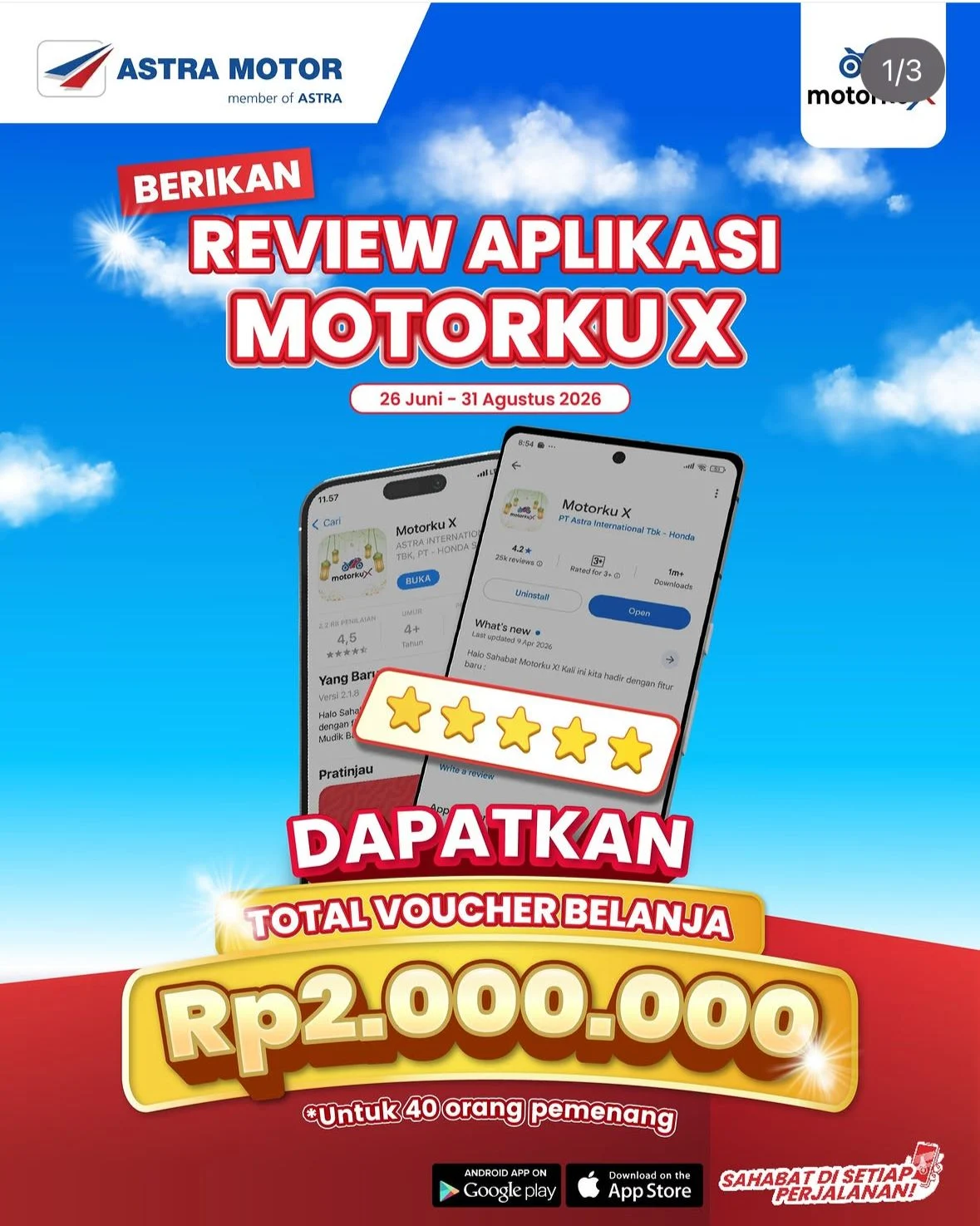 Review Aplikasi Motorku X, Berkesempatan Raih Total Voucher Belanja Rp2 Juta